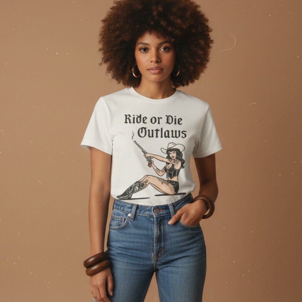 Baddie Western Graphic Tee Retro Style Vintage Pinup Design Cowgirl T-shirt